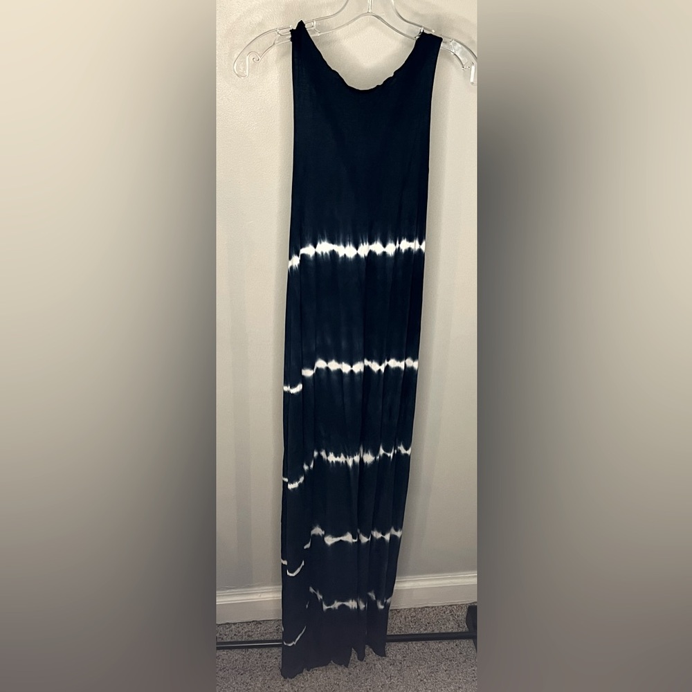 Blue and White tie die Maxi Dress